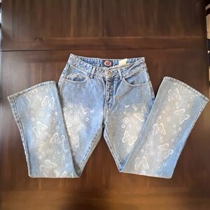 VTG Y2K Paris Blues Denim Boot Cut Jeans with Butterfly Pattern